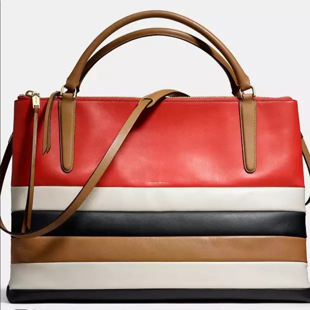 EUC The Large Borough Bag In Bar Stripe Leather
